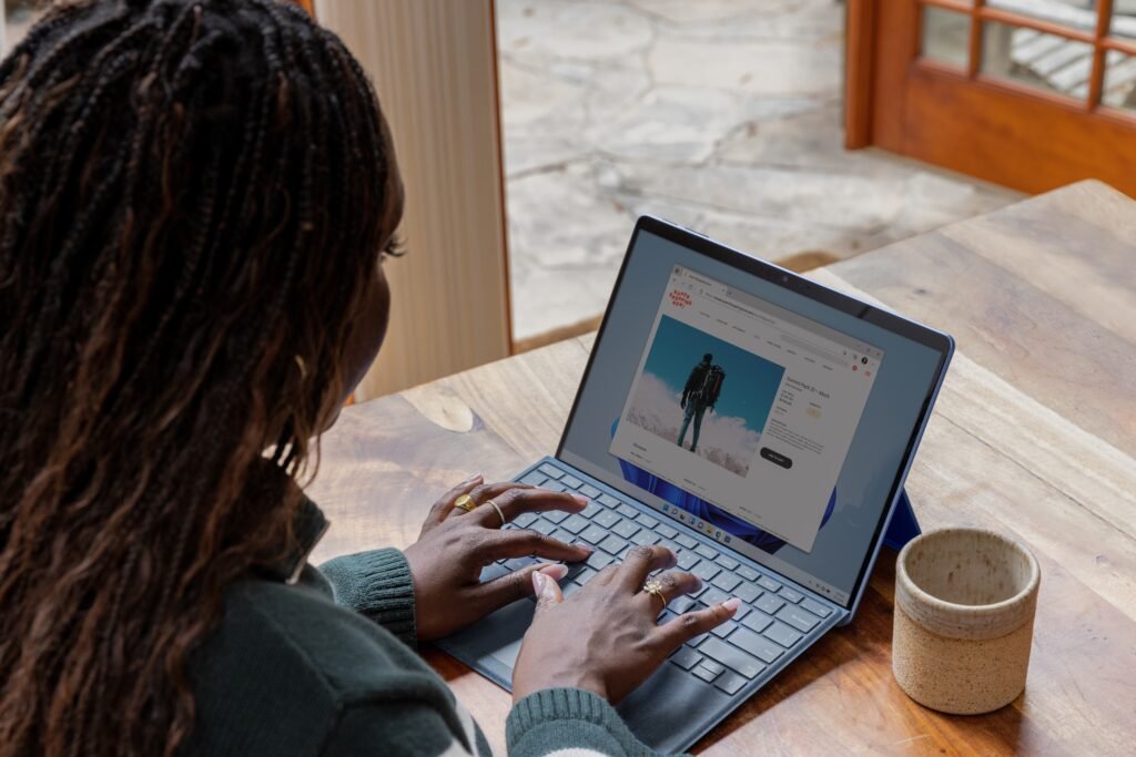 A woman working on a computer
