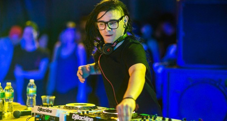Skrillex performing on stage
