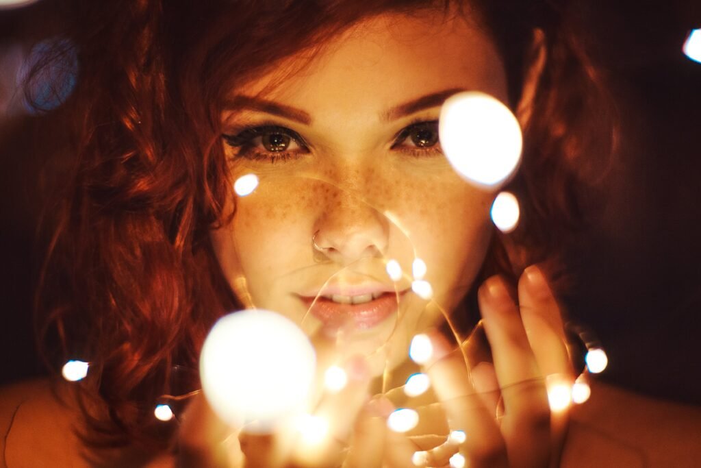 Woman Holding Lights
