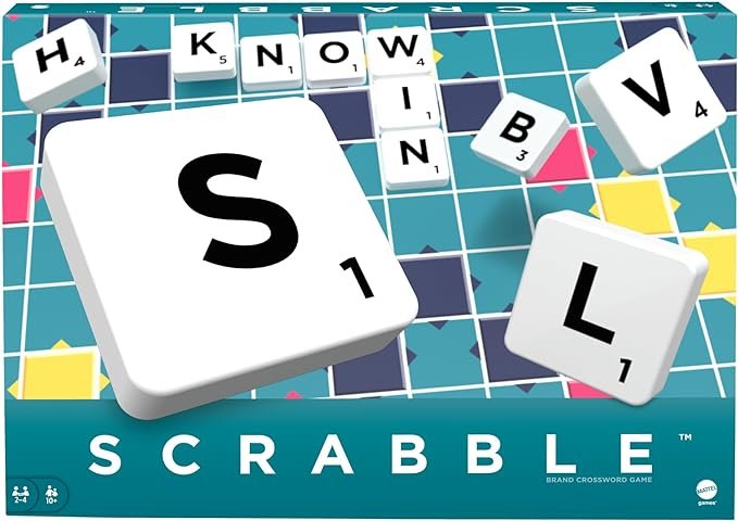 Mattel Games Classic Scrabble, Original Crossword Board Game, English Version, Family Board Game for Adults and Kids, Word Game for 2 to 4 Players, Ages 10 and Up, Y9592
