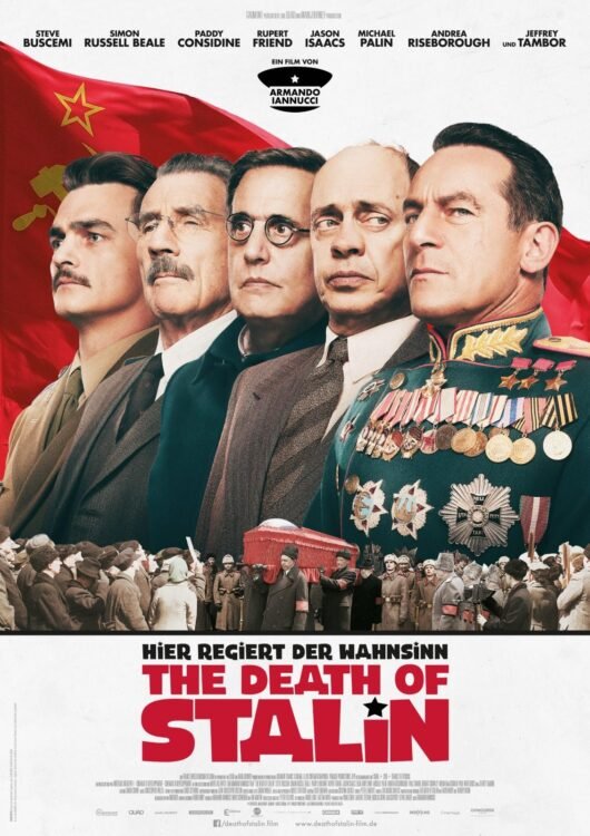Steve Buscemi, Michael Palin, Jeffrey Tambor, Jason Isaacs, Simon Russell Beale, Rupert Friend, and Andrea Riseborough in The Death of Stalin (2017)