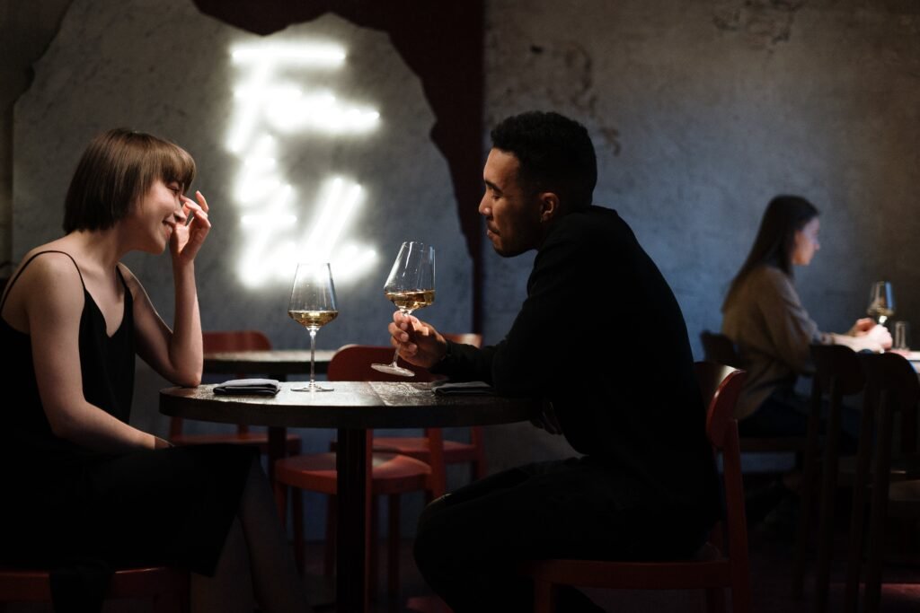 Woman and man on a date