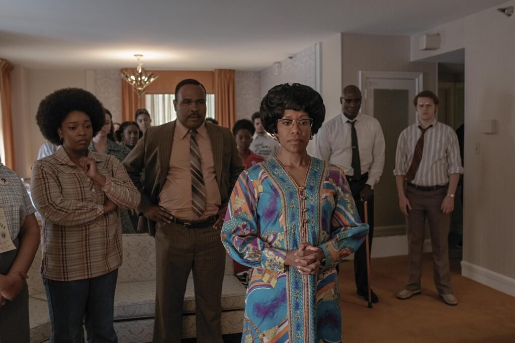 Regina King, Michael Cherrie, Lance Reddick, Christina Jackson, and Lucas Hedges in Shirley (2024)