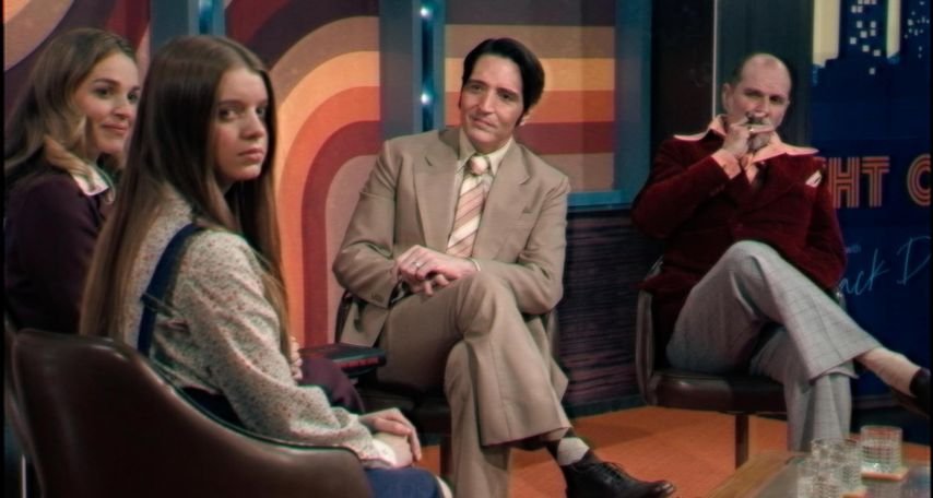 Ian Bliss, Laura Gordon, David Dastmalchian, and Ingrid Torelli in Late Night with the Devil (2023)