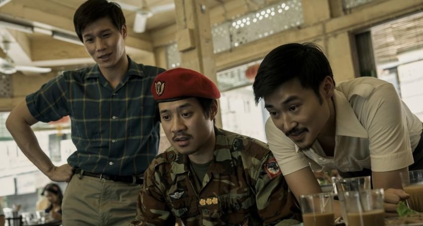 Duy Nguyen, Hoa Xuande, and Fred Nguyen Khan in The Sympathizer (2024)