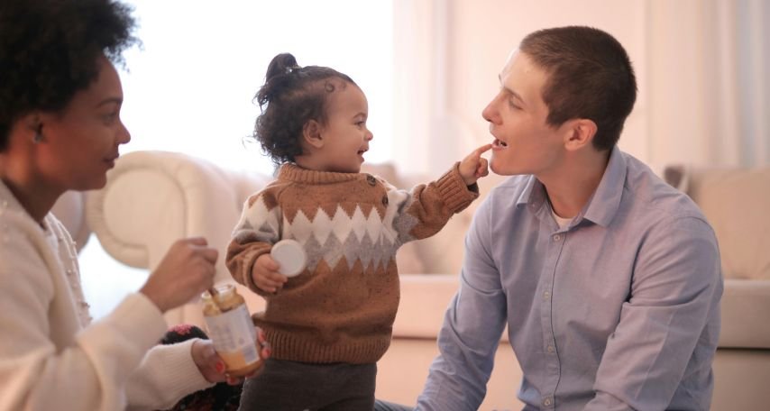 Family spending time together at home