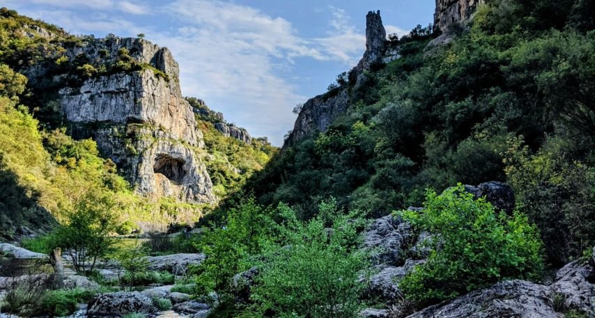 A river running through a rocky canyon