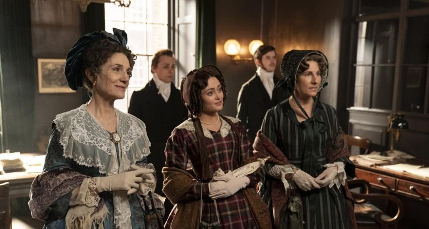 Tamsin Greig, Harriet Walter, and Ella Purnell in Belgravia (2020)