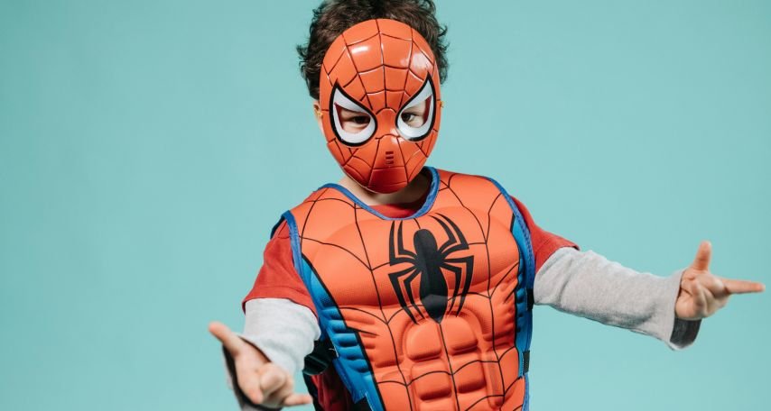 Boy Wearing a Red Costume
