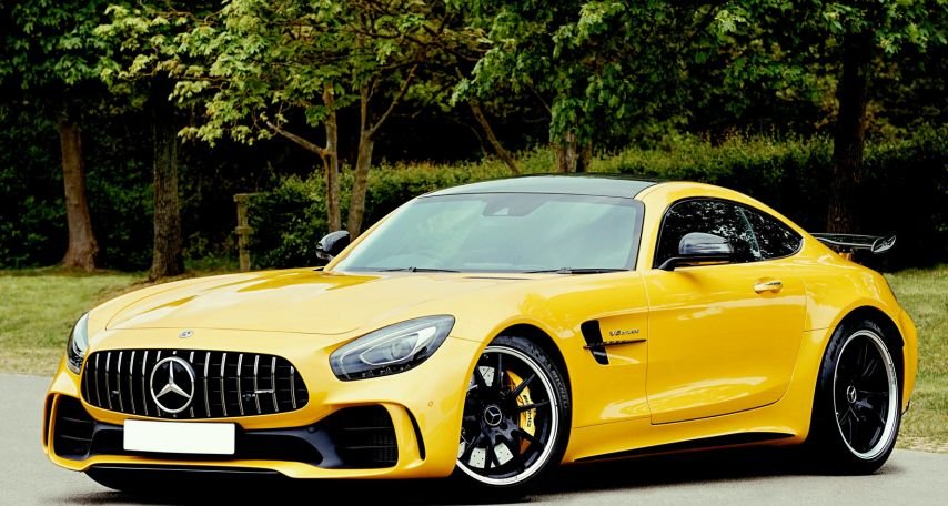 Yellow Mercedes-benz Beside Trees