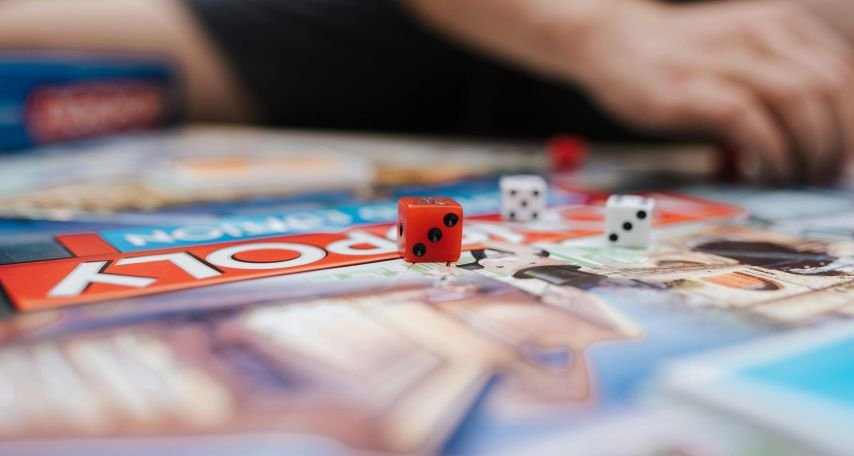 Selective Focus of Dice on Monopoly Board Game