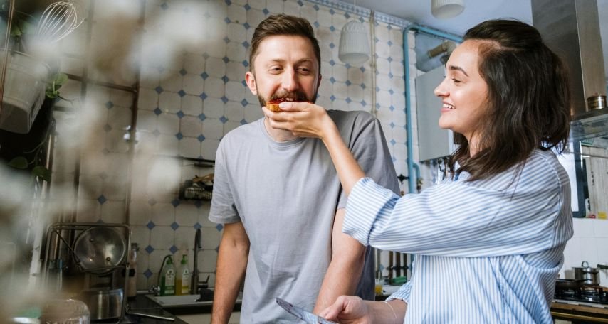 Happy Couple Having Breakfast