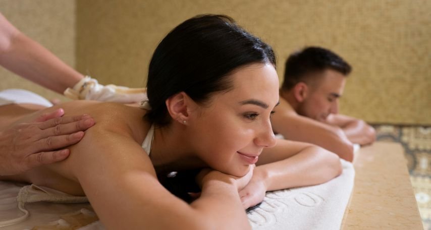 A Couple Getting a Massage