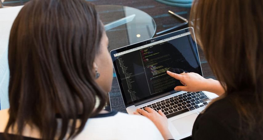 Two women on a laptop
