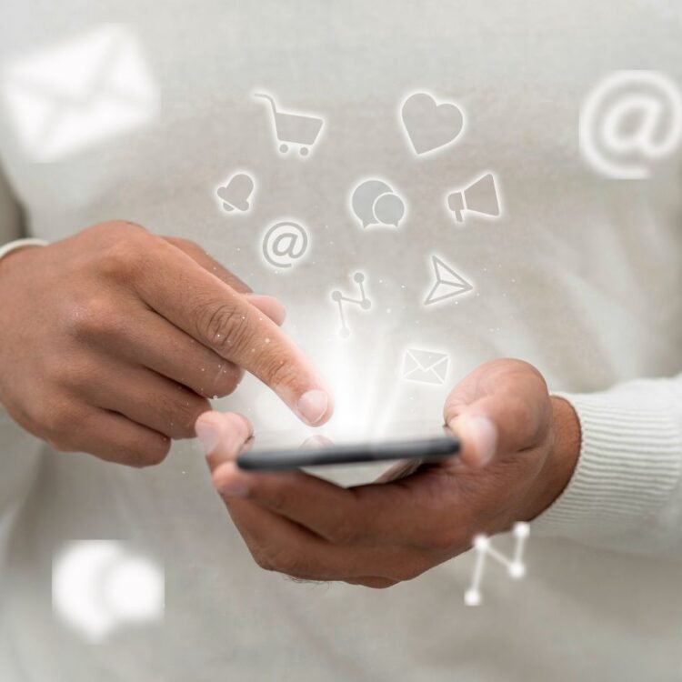 Man holding smartphone