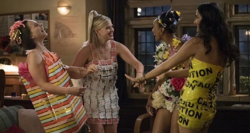 Reneé Rapp, Alyah Chanelle Scott, Amrit Kaur, and Pauline Chalamet in The Sex Lives of College Girls (2021)