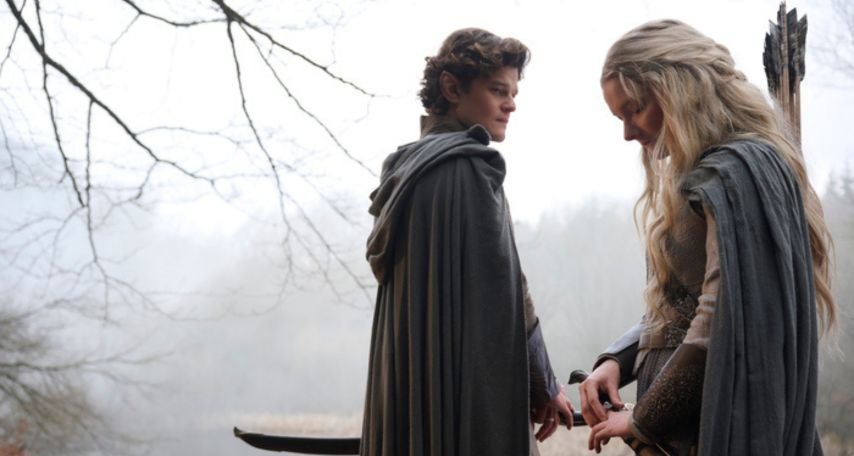 Robert Aramayo as Elrond; Morfydd Clark as Galadriel Credit: Ben Rothstein / Prime Video
Copyright: Amazon MGM Studios
