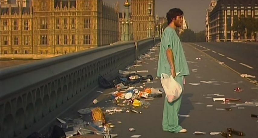 Cillian Murphy in a deserted London scene from 28 Days Later.