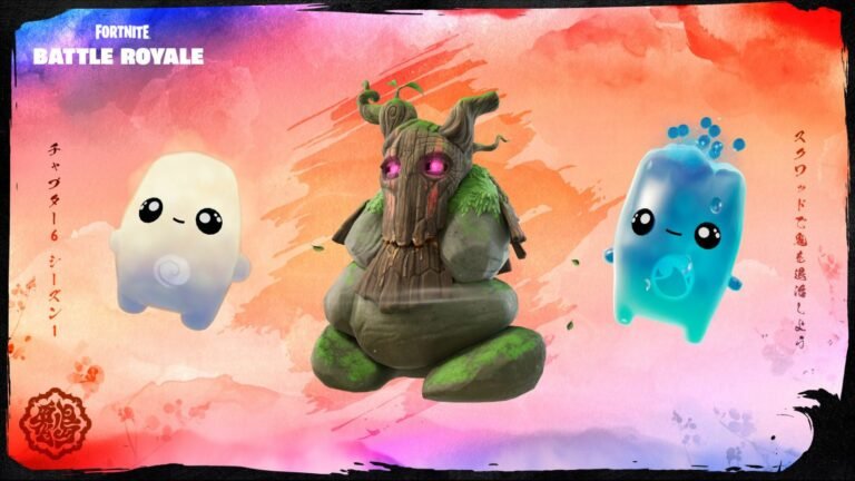 Sprites from Fortnite Chapter 6, featuring their abilities like healing and creating wind vortexes for traversal.