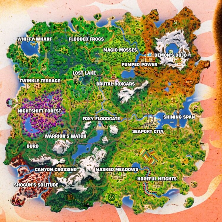 A detailed view of the Fortnite Chapter 6 map