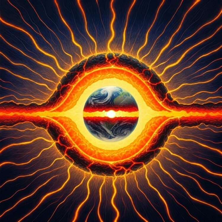 Earth’s molten iron core driving magnetic north pole movement.