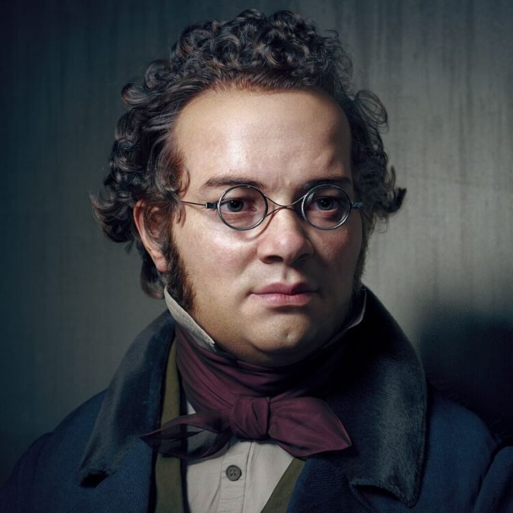 Portrait of Franz Schubert, composer of Ave Maria.