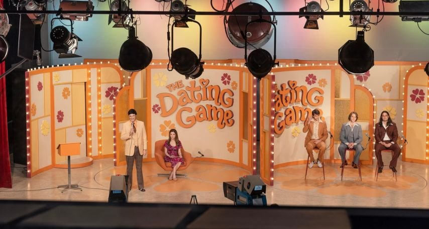 Tony Hale, Anna Kendrick, Matt Visser, Daniel Zovatto, and Jedidiah Goodacre in Woman of the Hour (2023)Photo by Leah Gallo/Netflix