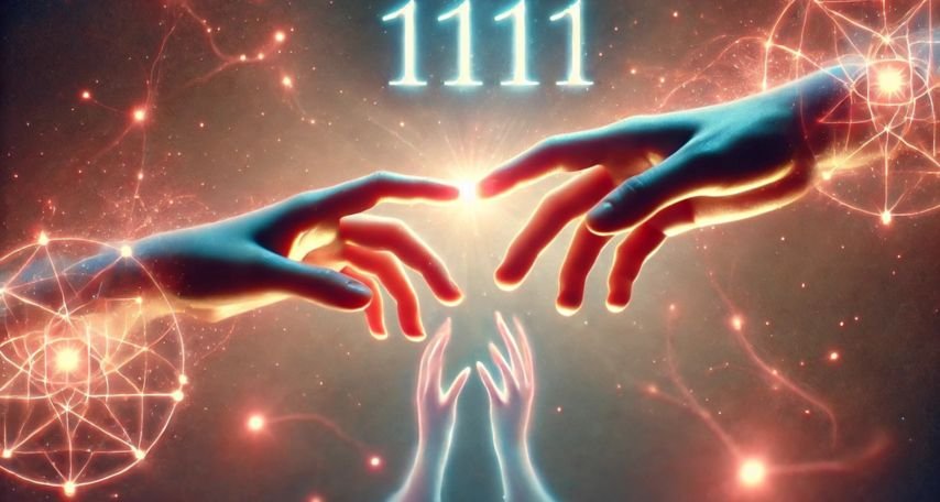 Two hands reaching for each other in a cosmic glow.