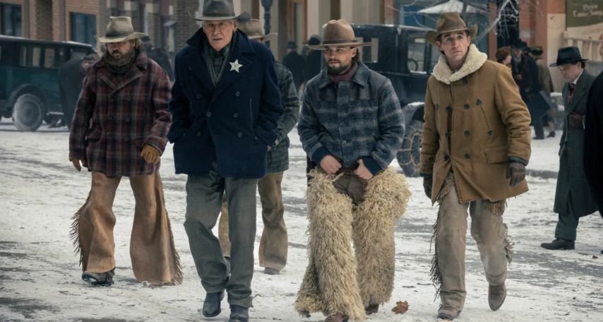 Harrison Ford as Jacob Dutton, Darren Mann as Jack Dutton and Caleb Martin as Dennis in season 2 of 1923, 2025 Trae Patton/Paramount+