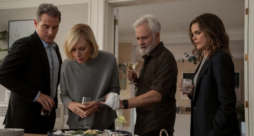 Rufus Sewell, Allison Janney, Keri Russell, and Bradley Whitford in The Diplomat Photo by CLIFTON PRESCOD/NETFLIX
