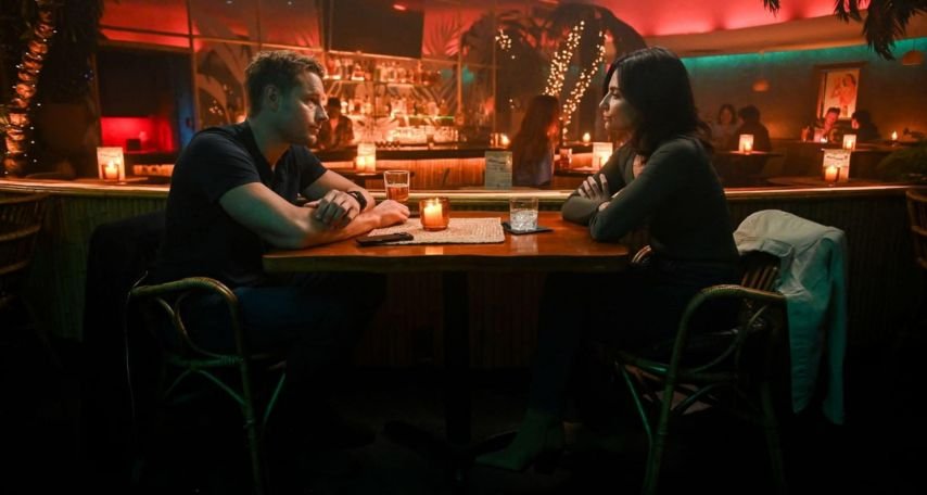 Justin Hartley and Floriana Lima in Tracker (2024) © 2024 CBS Broadcasting Inc.