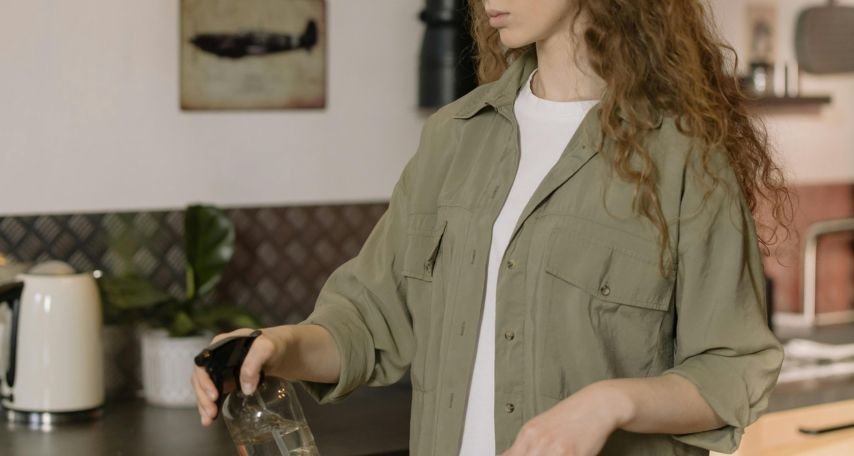 A Woman Cleaning in a Kitchen