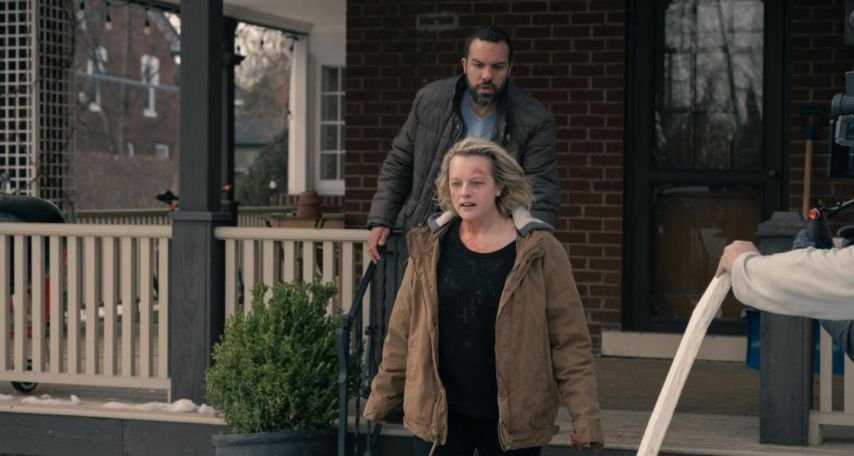 June (Elisabeth Moss) and Luke (O-T Fagbenle) on season five of "The Handmaid's Tale."Sophie Giraud/Hulu