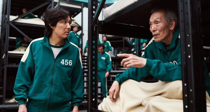 Lee Jung-jae and Oh Yeong-su in Squid Game (2021) Netflix