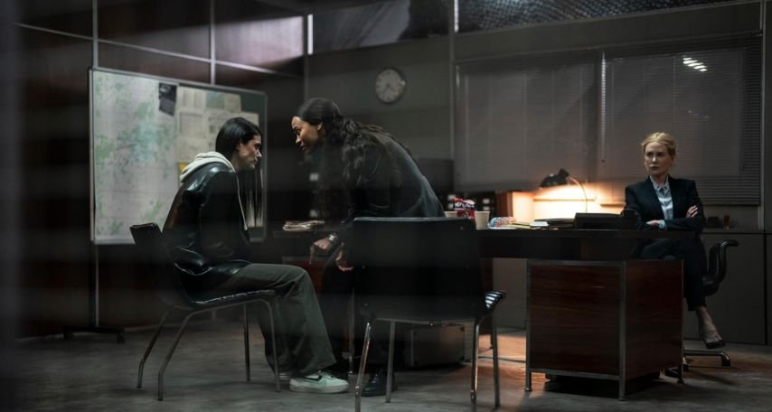 Nicole Kidman, Zoe Saldaña, and Laysla De Oliveira in Lioness (2023) Photo by Luke Varley/Paramount+