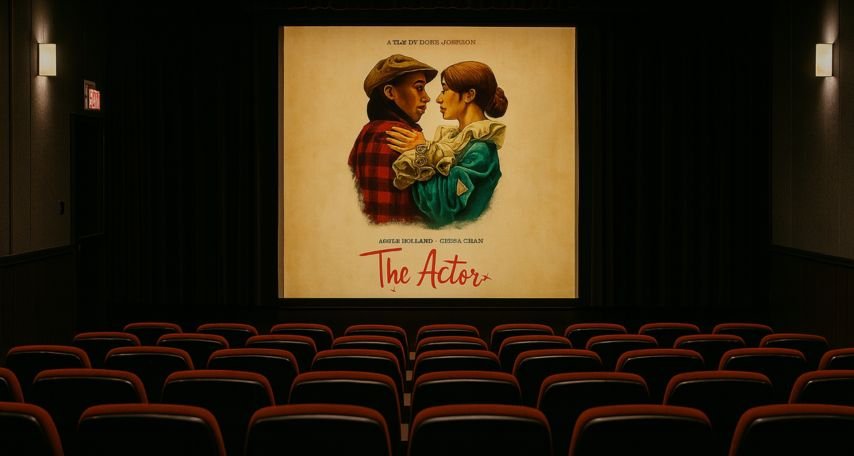 Empty cinema auditorium with the poster for The Actor (2025) on screen