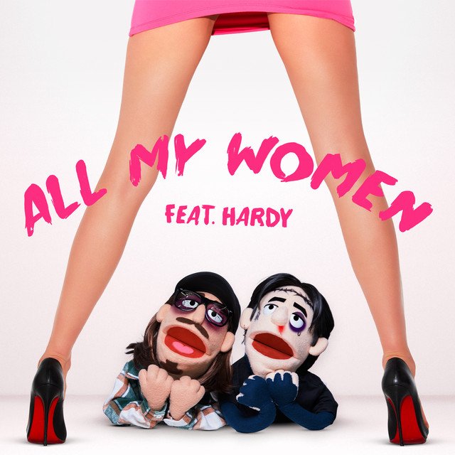 Puppet versions of Ronnie Radke and HARDY on the satirical "All My Women" single cover.