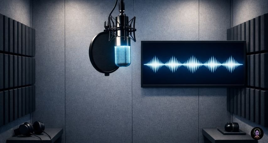 Modern recording studio vocal booth