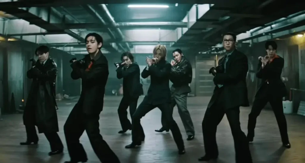 BTS 2.0 music video scene referencing Oldboy corridor choreography